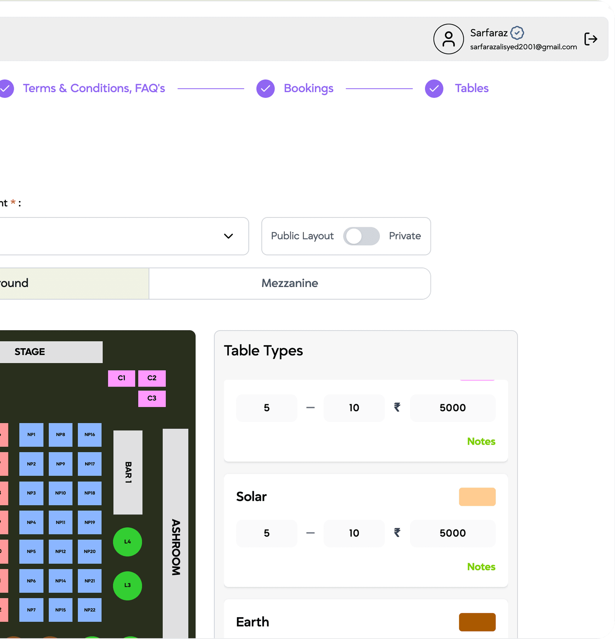 Table Management UI